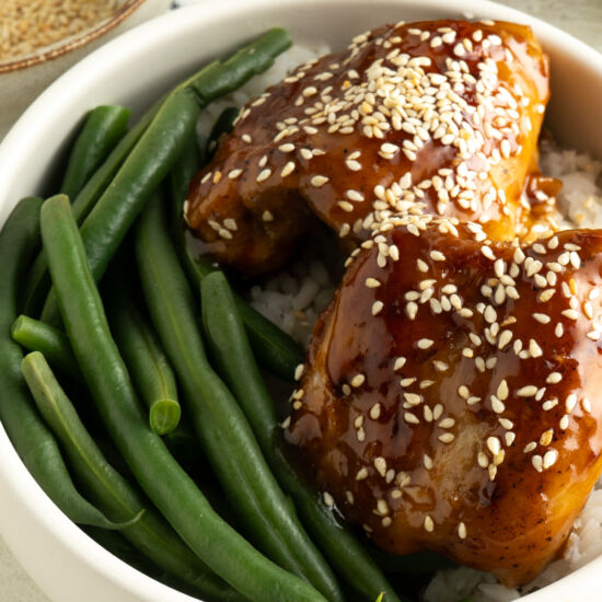 Teriyaki Glazed Chicken Thighs - Recipe photo by TheDeliciousSpoon