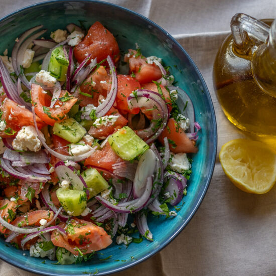 Cucumber Tomato Feta Cheese Salad - Recipe photo by Cooking Gorgeous
