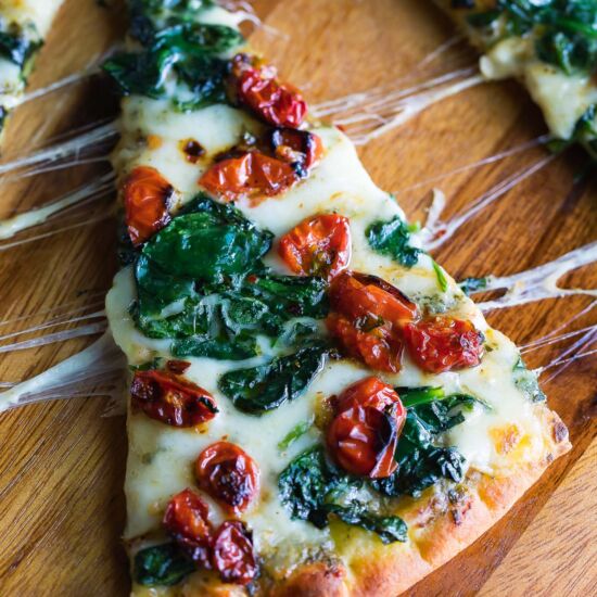 Garlic Roasted Tomato Flatbread - Recipe photo by peasandcrayons
