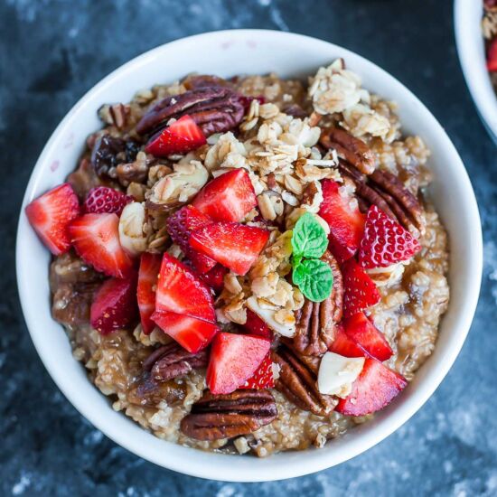 Instant Pot Strawberry Oatmeal - Recipe photo by peasandcrayons