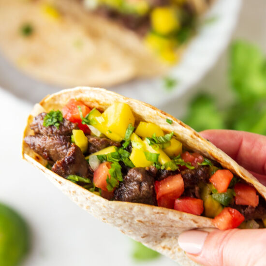 Steak Tacos Mango Jalapeño Salsa - Recipe photo by Garden in the kitchen