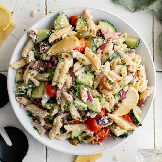 Easy Greek Pasta Salad - Recipe photo by berlyskitchen