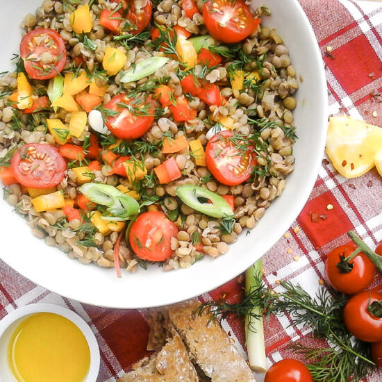 Vibrant Lentil Pepper Salad - Recipe photo by Foodzesty