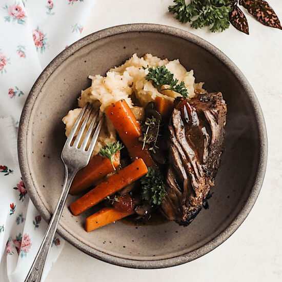 Stovetop Wine Braised Short Ribs - Recipe photo by jjbegonia