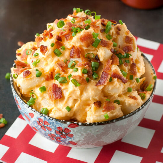Bacon Sriracha Potato Salad - Recipe photo by peasandcrayons