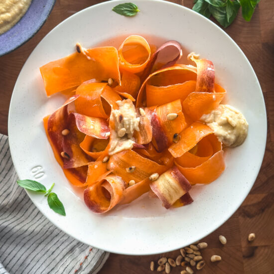 Carrot Ribbon Salad with Skordalia - Recipe photo by The Greek Foodie