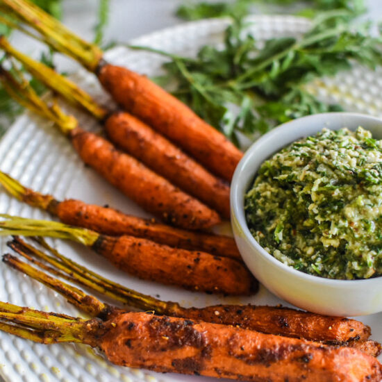 Carrot Top Pesto - Recipe photo by One Hungry Bunny