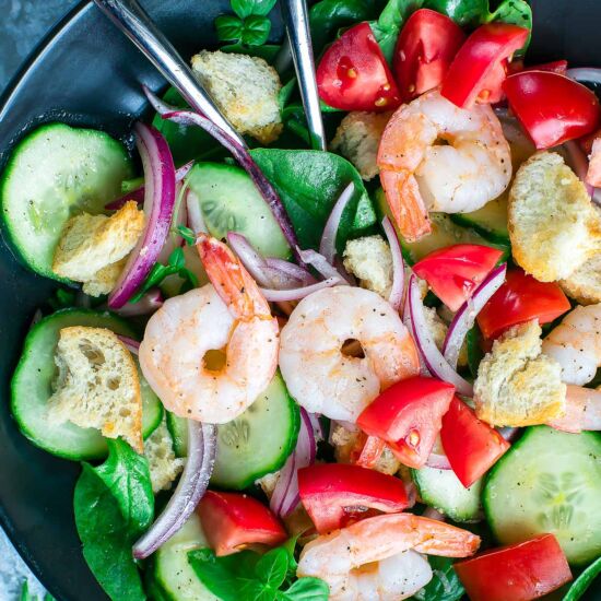 Shrimp and Spinach Salad - Recipe photo by peasandcrayons