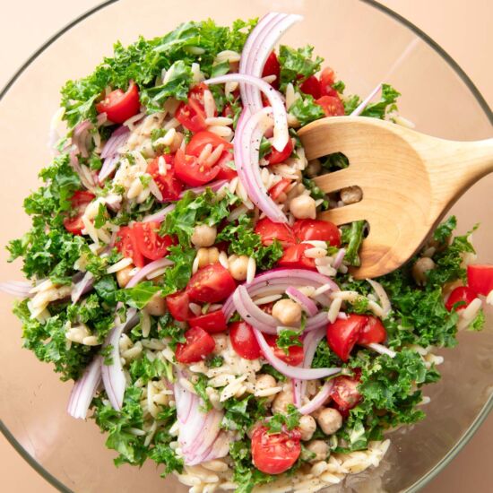 Kale Pasta Salad - Recipe photo by peasandcrayons