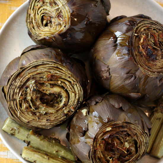 Garlicky Oven-Roasted Artichokes - Recipe photo by Food Gal