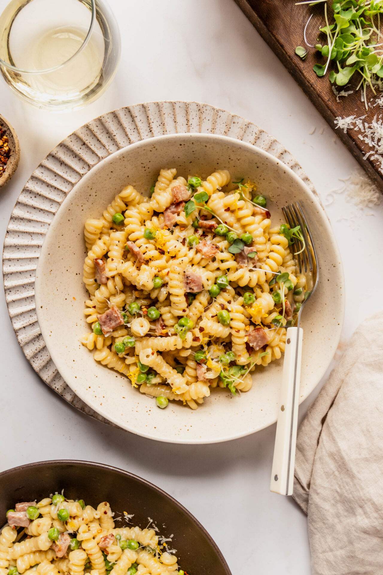 Pasta with Ham and Peas - Recipe photo by windycitydinnerfairy