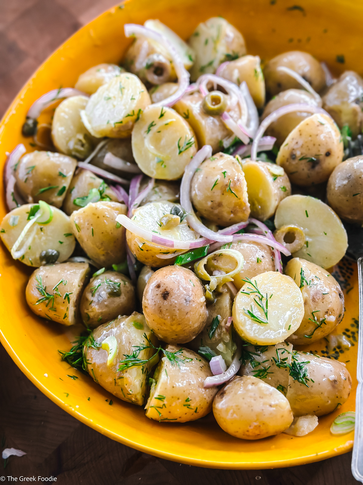 Greek Potato Salad (No Mayo) - Recipe photo by The Greek Foodie
