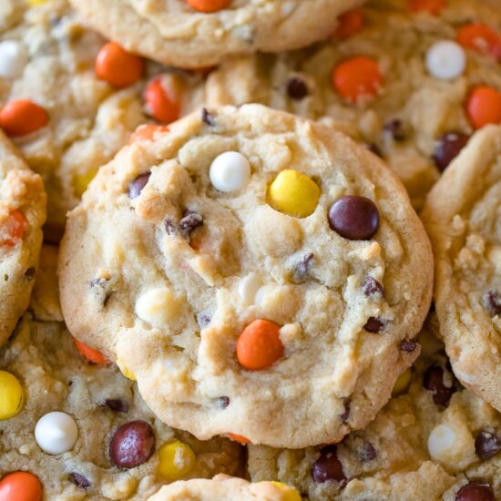 Reeses Pieces Pudding Cookies - Recipe photo by peasandcrayons