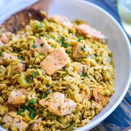 Cajun Salmon Orzo - Recipe photo by dudethatcookz