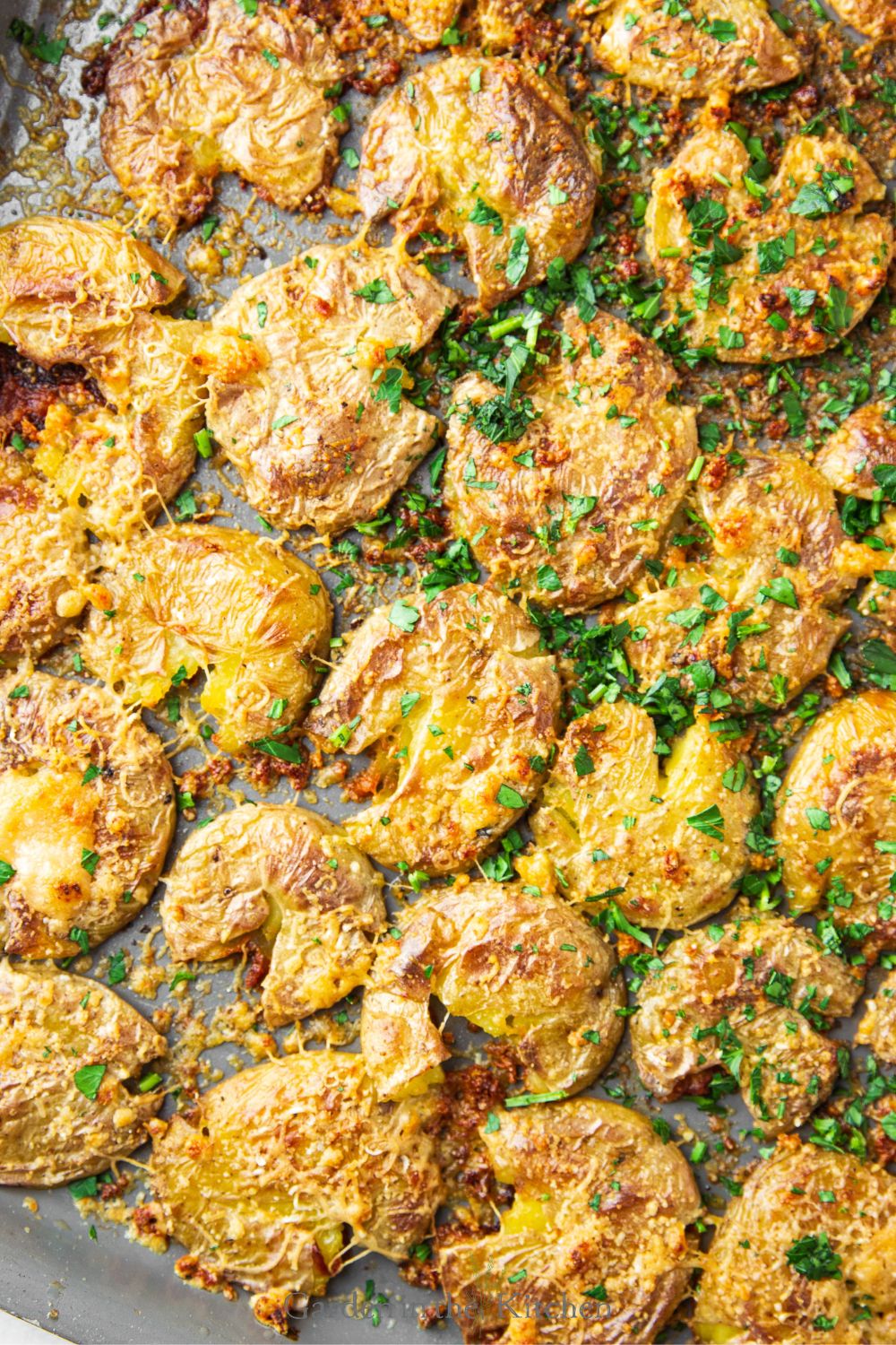 Garlic Parmesan Smashed Potatoes - Recipe photo by Garden in the kitchen