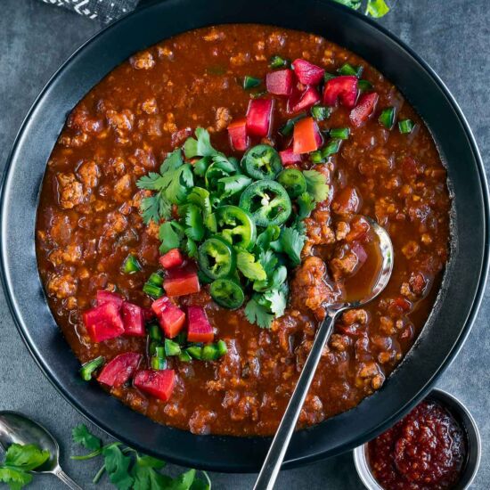 Spicy Harissa Turkey Chili - Recipe photo by peasandcrayons