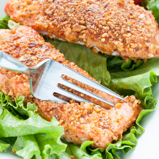 Sriracha Almond Salmon - Recipe photo by peasandcrayons