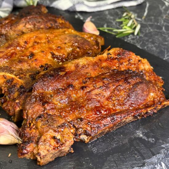 Juicy Air Fryer Pork Steaks - Recipe photo by Delicious Destinations