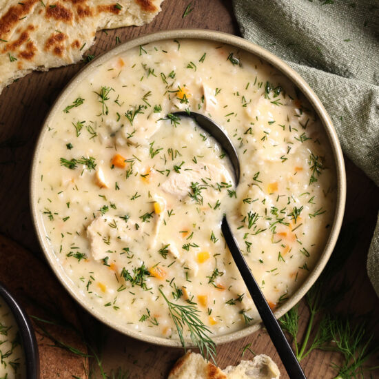 Creamy Greek Chicken And Rice Soup - Recipe photo by Apinchofzest
