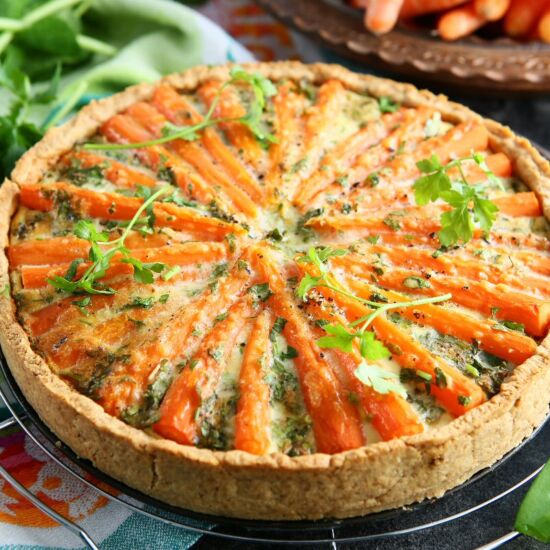 Carrot and Snow Pea Quiche - Recipe photo by angiesrecipes