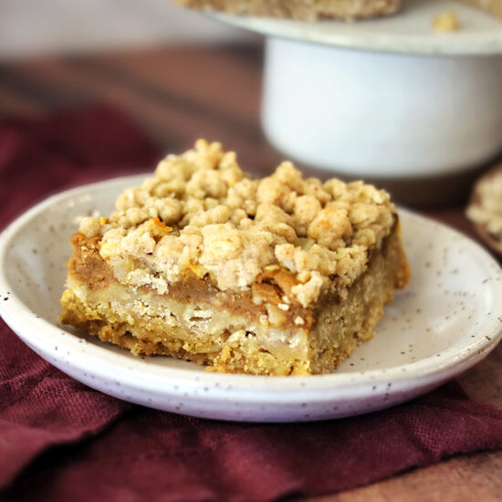 Oatmeal Crumble Pumpkin Pie Bars - Recipe photo by ChocoholicAnonymous