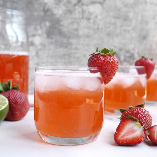 Virgin Strawberry Rhubarb Spritzer - Recipe photo by This Mom Cooks