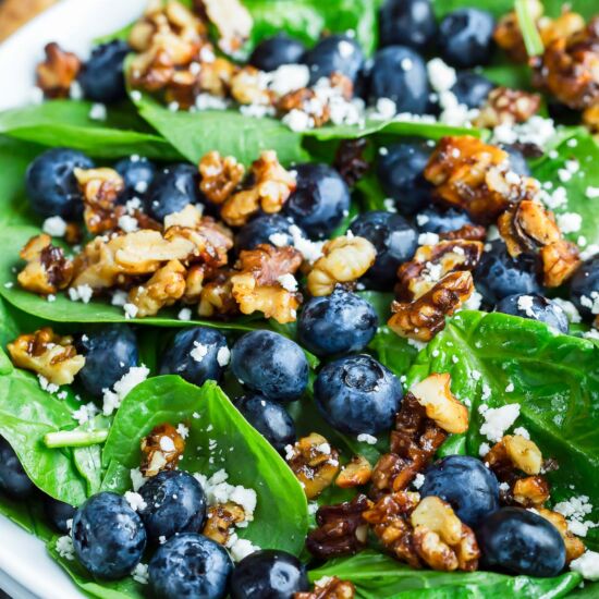 Blueberry Spinach Salad - Recipe photo by peasandcrayons