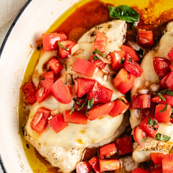 Cheesy Bruschetta Chicken Skillet - Recipe photo by berlyskitchen