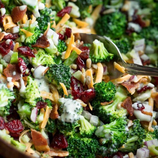 Broccoli Salad with Cranberries - Recipe photo by peasandcrayons