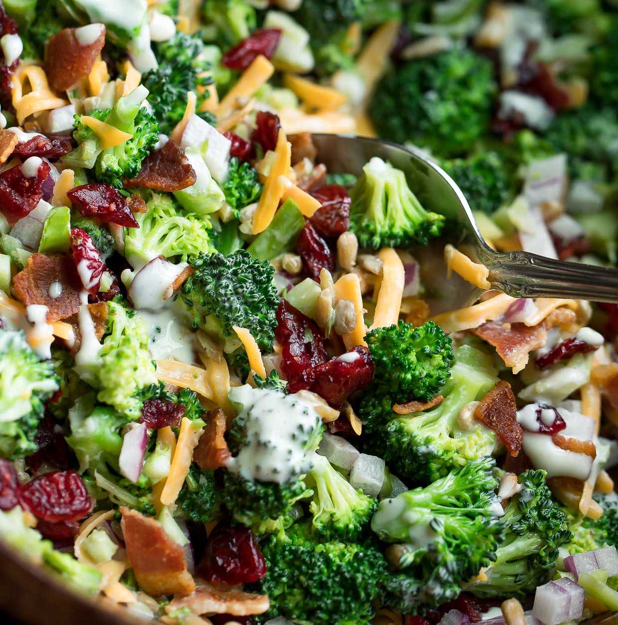Broccoli Salad with Cranberries - Recipe photo by peasandcrayons