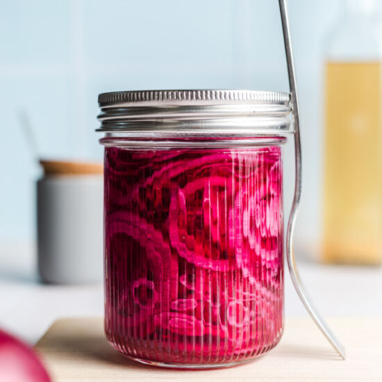 Quick-Pickled Red Onions - Recipe photo by veggiejam