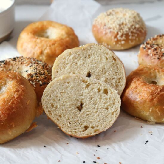 Einkorn Sourdough Bagels - Recipe photo by Tinhateats.com