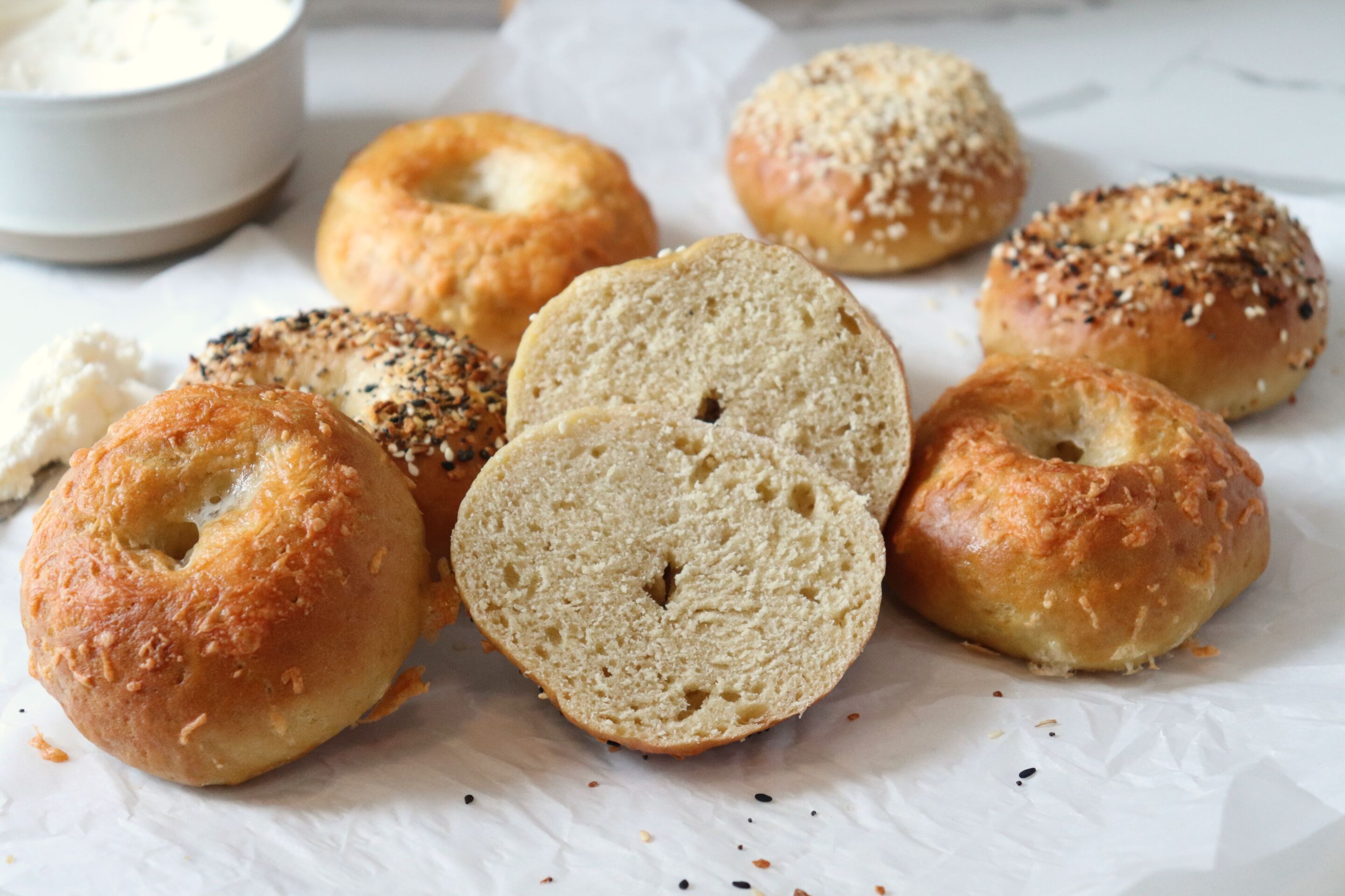 Einkorn Sourdough Bagels - Recipe photo by Tinhateats.com