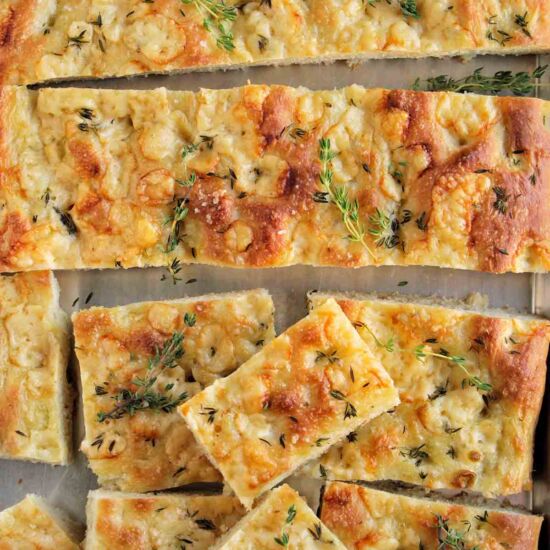 Gruyère & Thyme Italian Focaccia - Recipe photo by homebodyeats