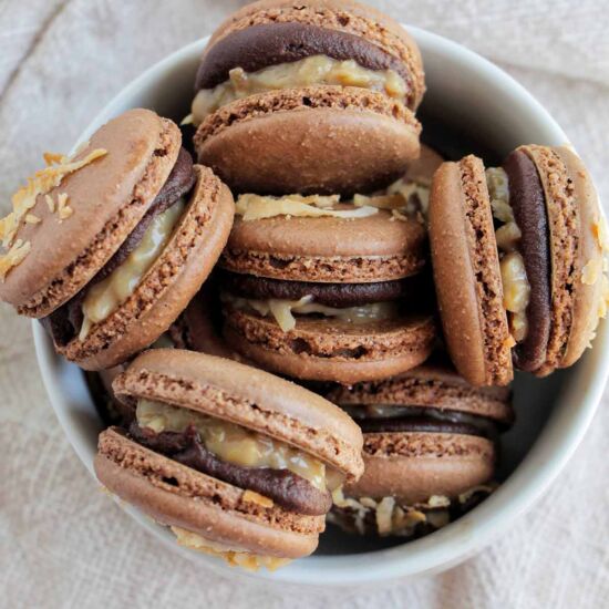 German Chocolate Cake Macarons - Recipe photo by homebodyeats