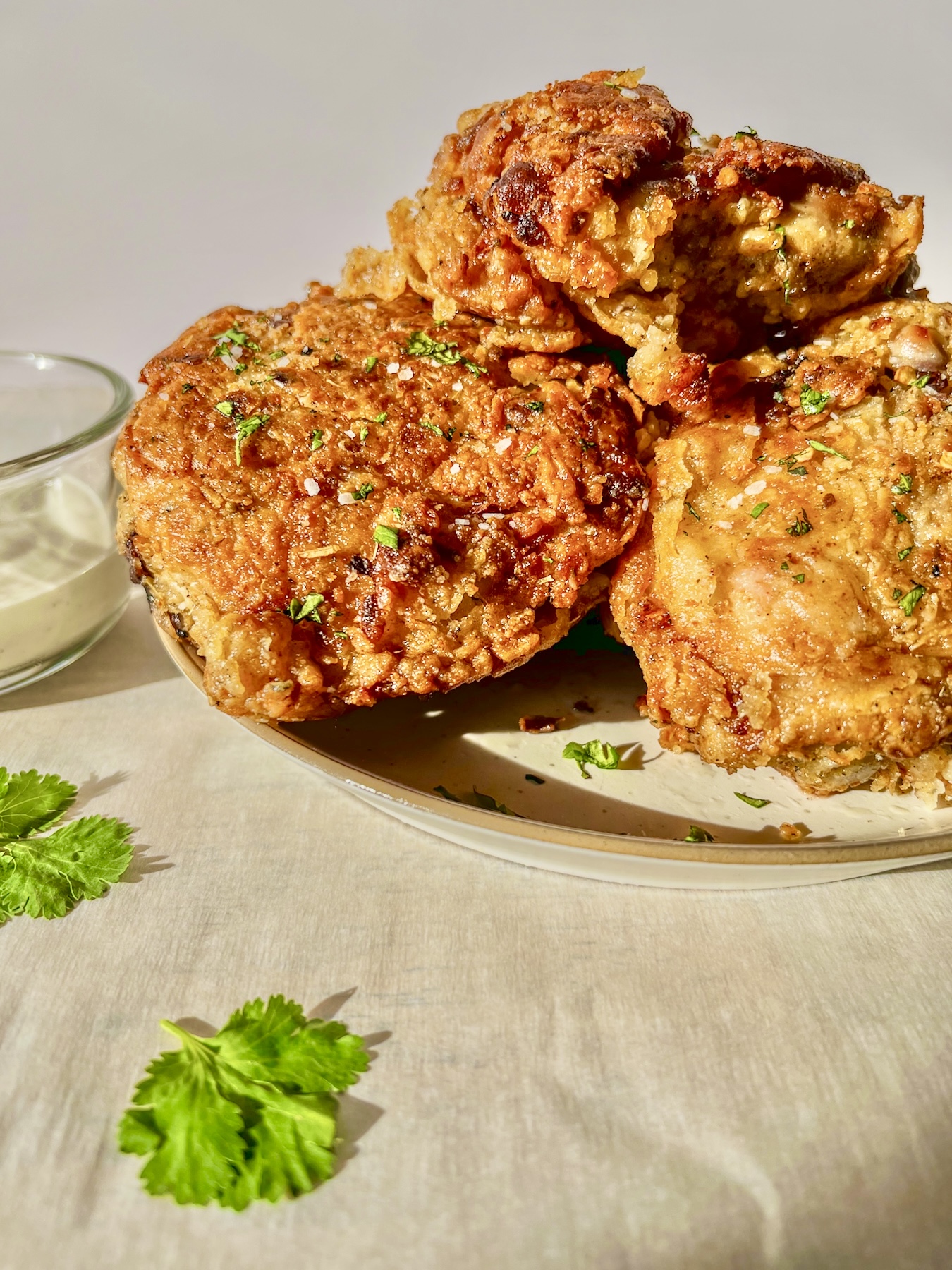 Hot Honey Fried Chicken Thighs - Recipe photo by thewholesomespoonblog