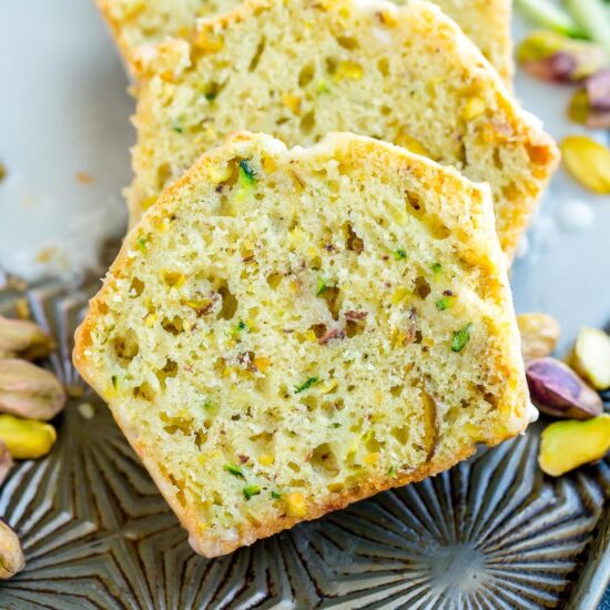 Lemon Pistachio Zucchini Bread - Recipe photo by peasandcrayons