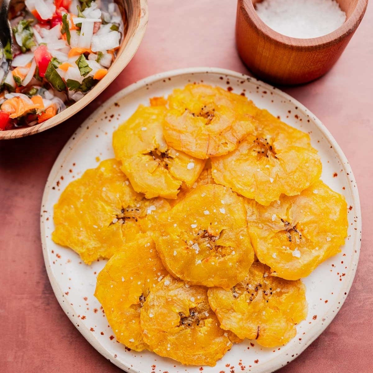 Patacones (Fried Green Plantains) - Recipe photo by moon and spoon and yum.