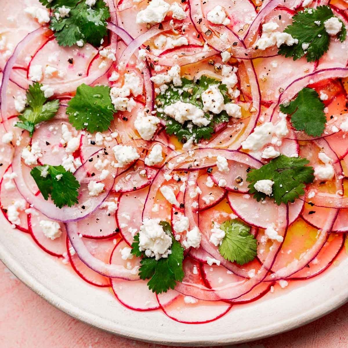 Radish Salad with Feta and Onion - Recipe photo by moon and spoon and yum.