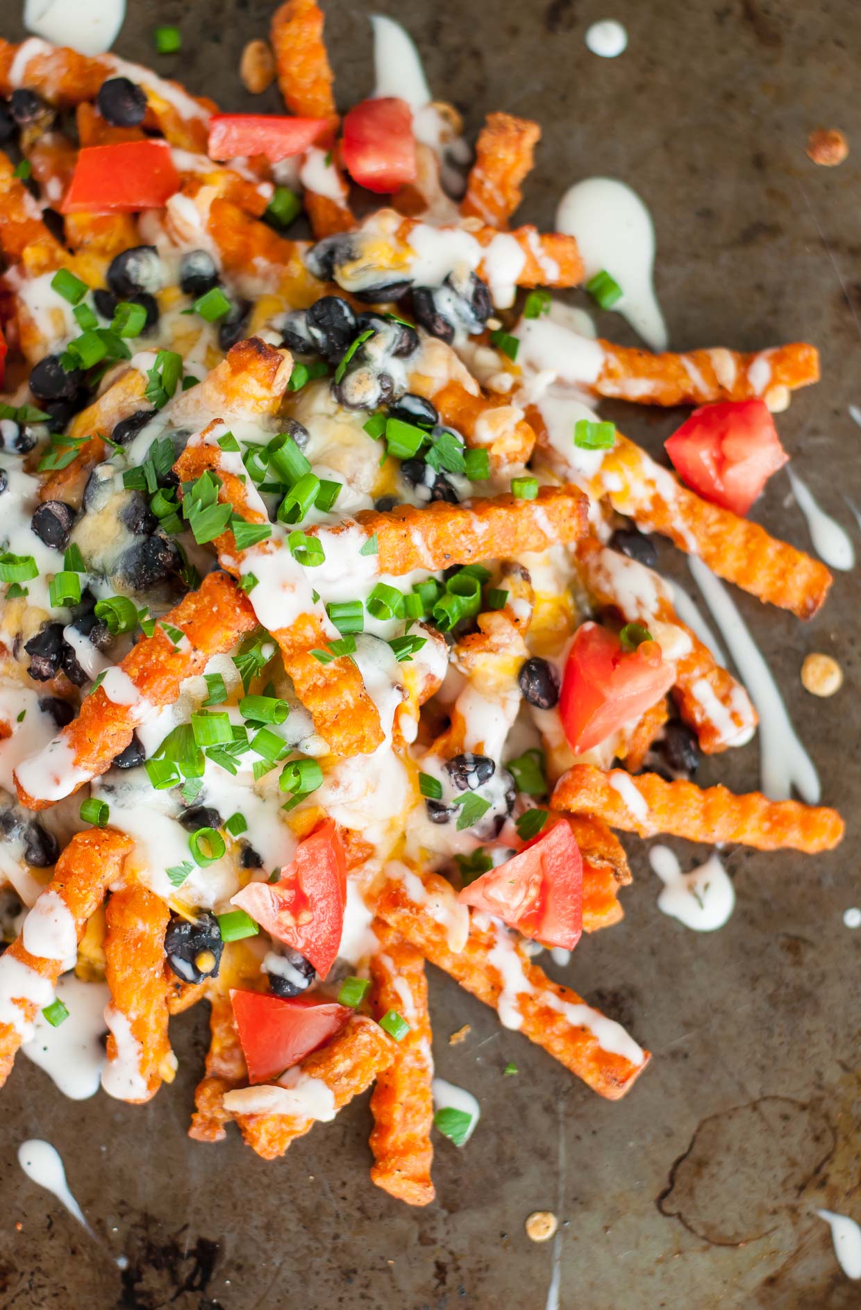 Loaded Nacho Cheese Fries - Recipe photo by peasandcrayons