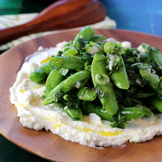 Snap Peas, Ricotta, Lemon & Mint - Recipe photo by Food Gal