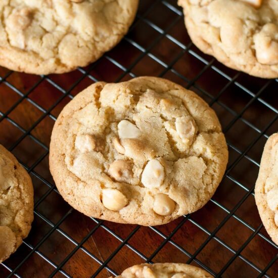 Peanut Butter Macadamia Nut Cookies - Recipe photo by peasandcrayons