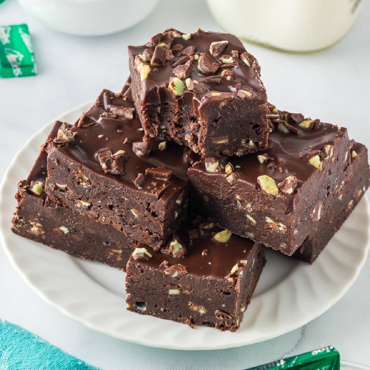 Andes Mint Brownies - Recipe photo by OnMyKidsPlate