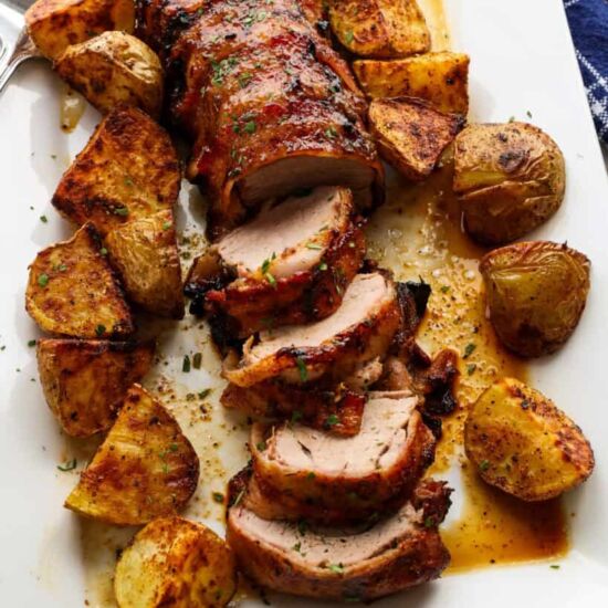 Bacon Wrapped Pork Tenderloin - Recipe photo by Small Town Woman