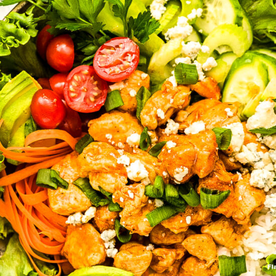 Buffalo Chicken Bowl with Rice - Recipe photo by Flavor Mosaic