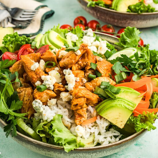 Buffalo Chicken Bowl (with Rice) - Recipe photo by Flavor Mosaic