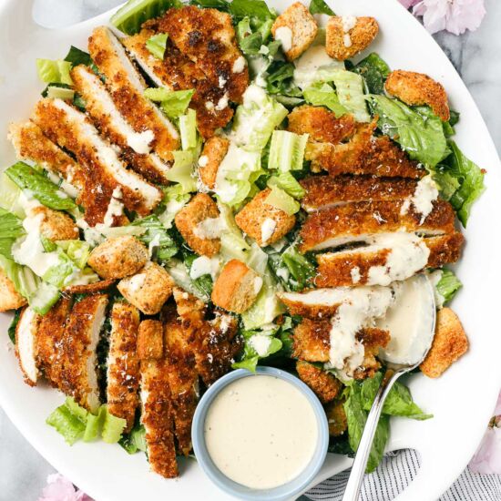 Caesar Salad with Crispy Chicken - Recipe photo by elleandpear