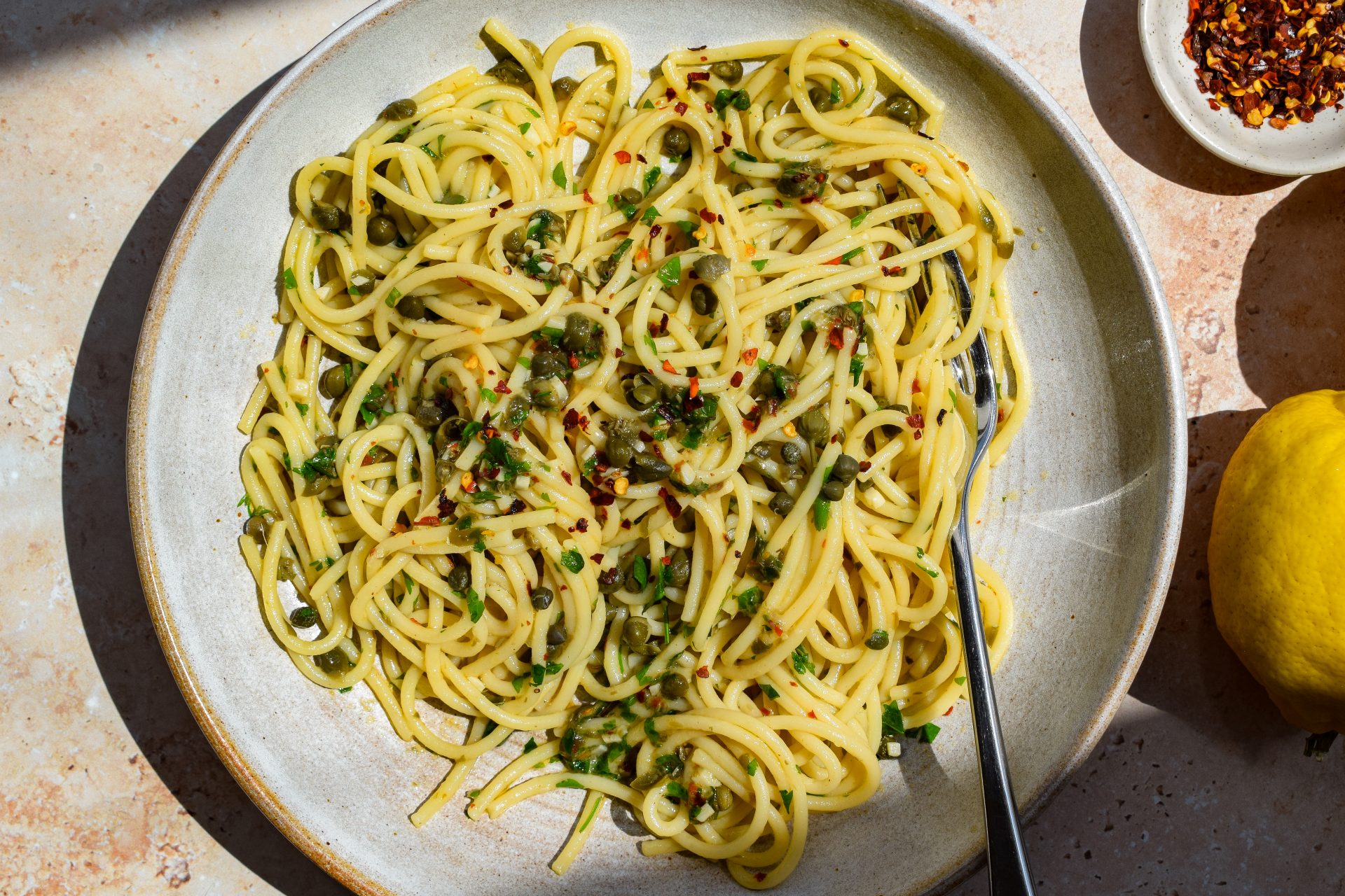 Caper Spaghetti - Recipe photo by missrachelphipps