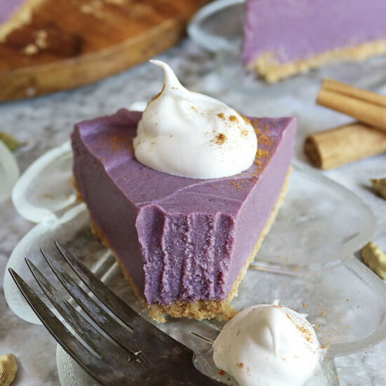 No-Bake Purple Sweet Potato Pie - Recipe photo by SavorySpin