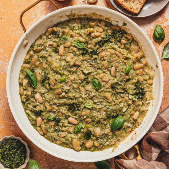 One Pot Creamy Pesto Beans - Recipe photo by sweetmiscellany